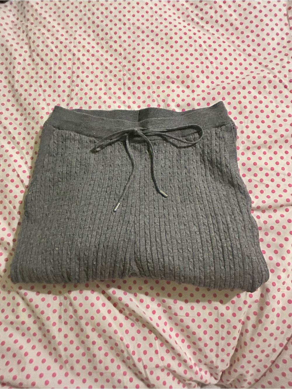 Pink Rose Ribbed Drawstring Mini Skirt - Gray